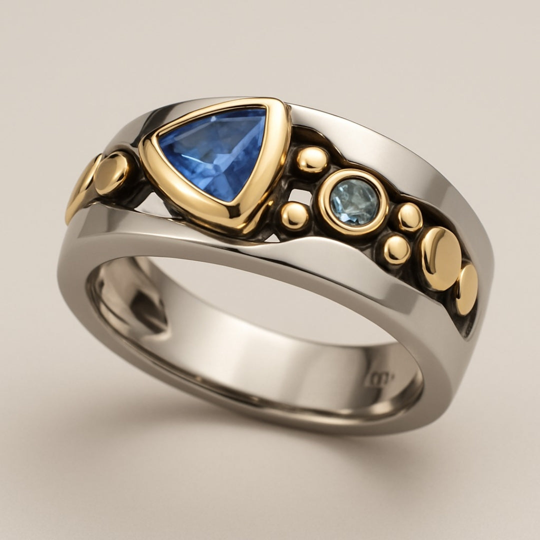 Bague en Cristal Bleu Vintage