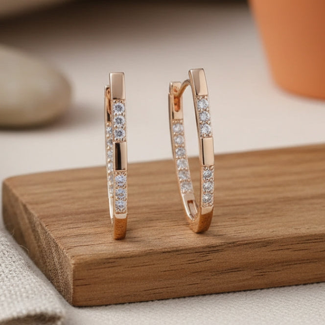 Boucles d'oreilles élégantes en zirconium doré