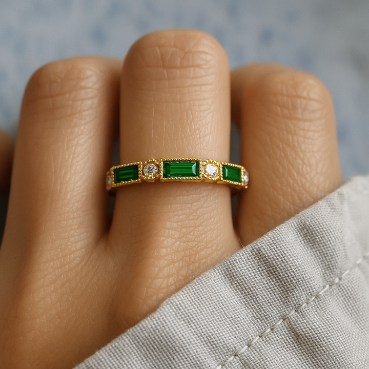 Bague en Or avec Zirconia Incrusté Vert
