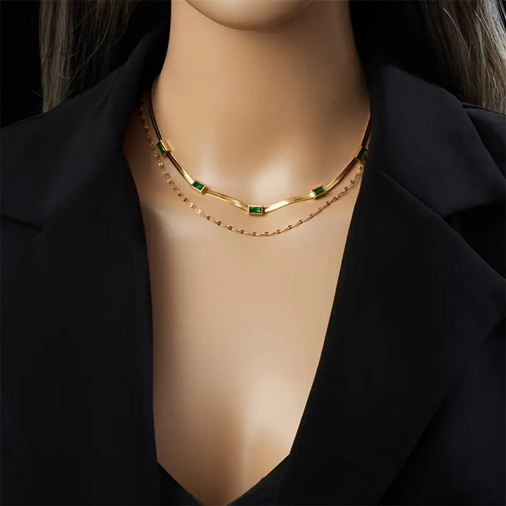 Collier Rétro Double Couche Sorella Gem | Or
